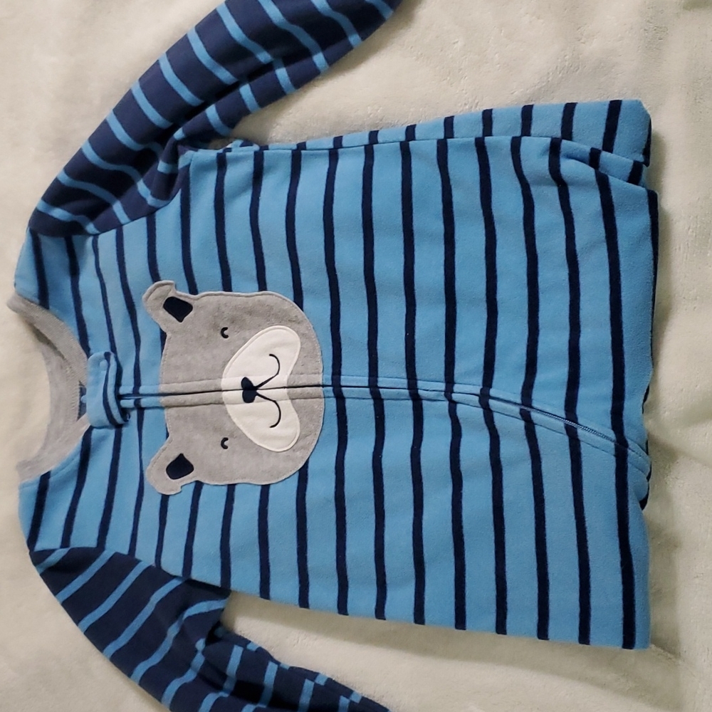 Carter's Blue-striped Dog Fleece-footed Pajamas 24 mo.